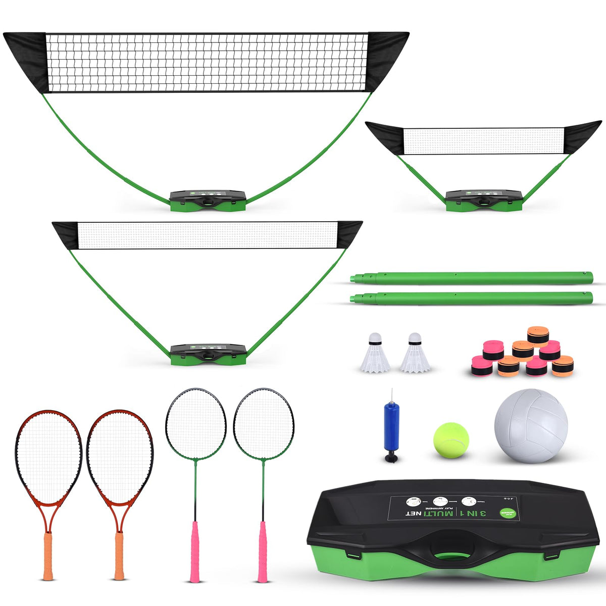 Portable Badminton, Volleyball & Tennis Set