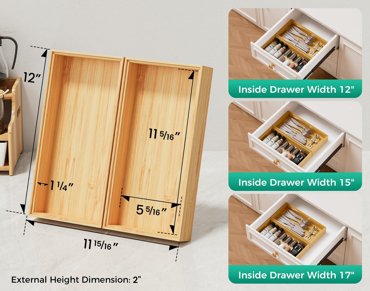 Bamboo Drawer Organizer Set
