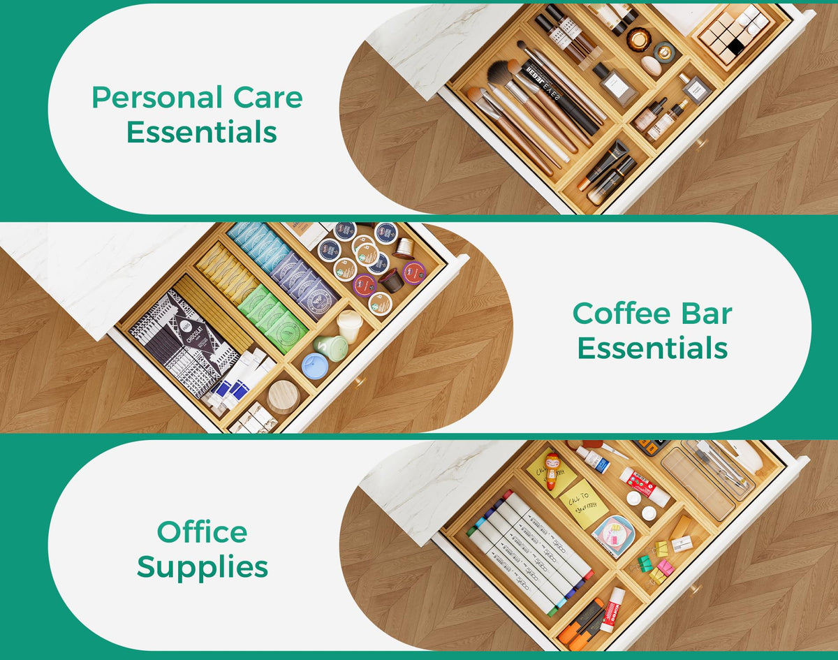 Bamboo Drawer Organizer Set