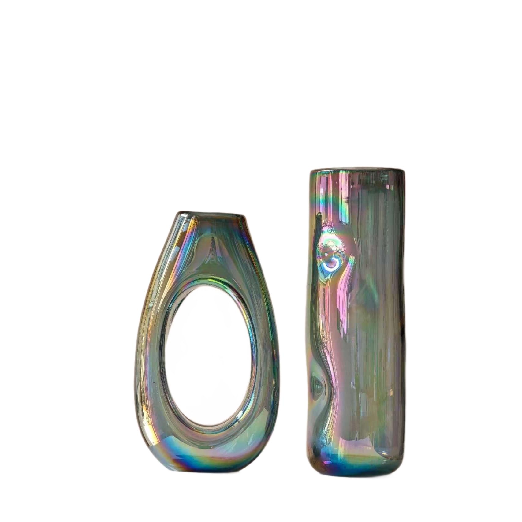 Iridescent Glass Vase Set